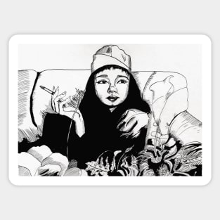 girl smoking Sticker